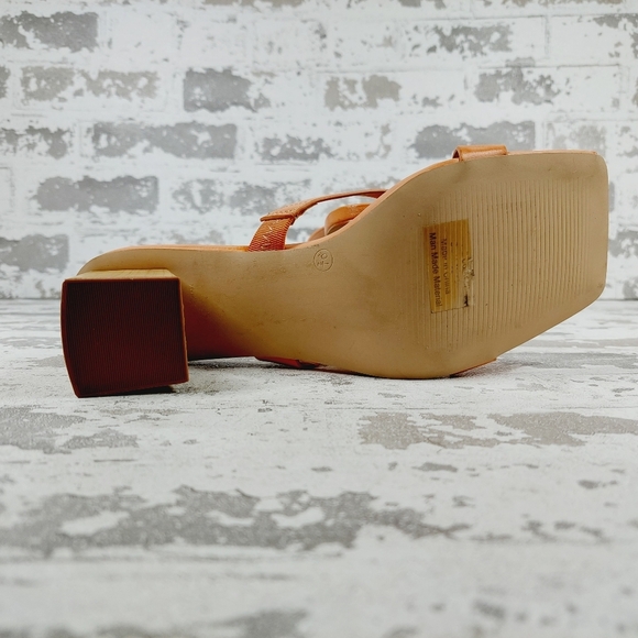 NEW Journee Collection Orange Summer Square Toe Block Heeled Sandals M670 - Picture 11 of 13